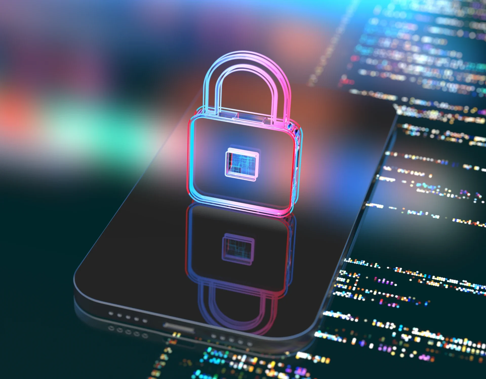Digital lock on smartphone screen