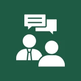 Two figures with speech bubbles icon.