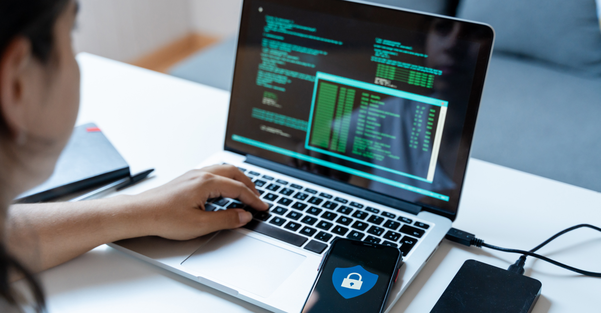 Programmer working on cybersecurity project